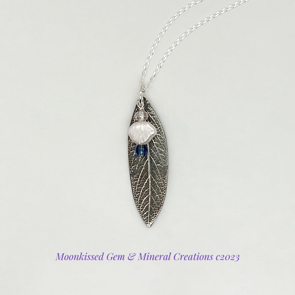 Image of Sage and Pearl Fine Silver Pendant