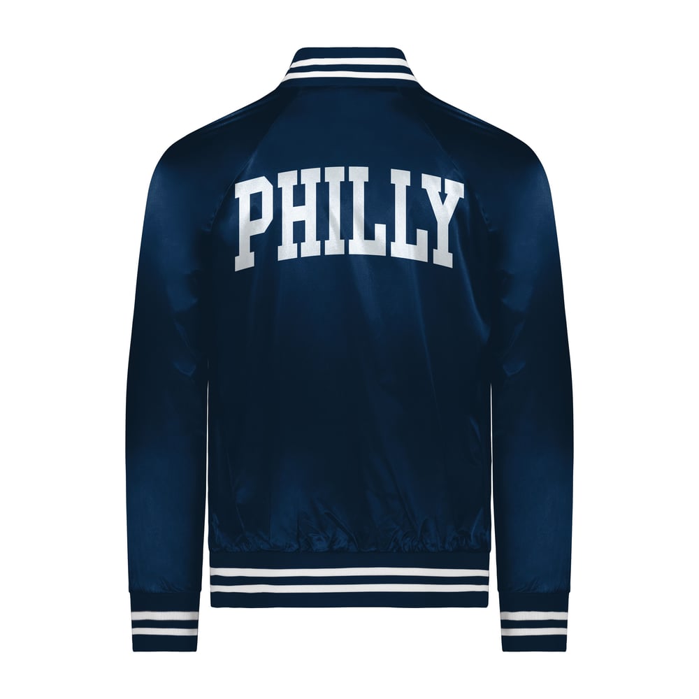 Image of Philly Coach Navy Satin Jacket