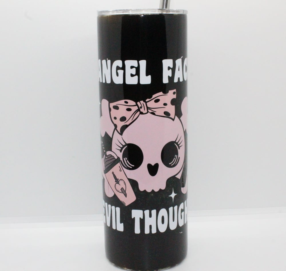 Image of Angel Face Devil Thoughts Tumbler