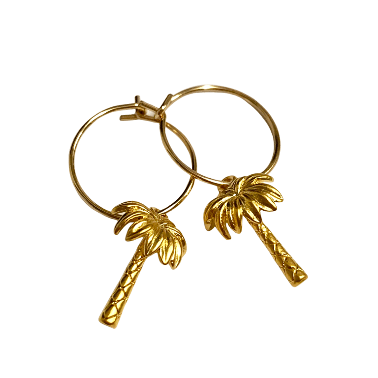 Ltd Ed - Gold Petite Palm Tree Hoop Earrings