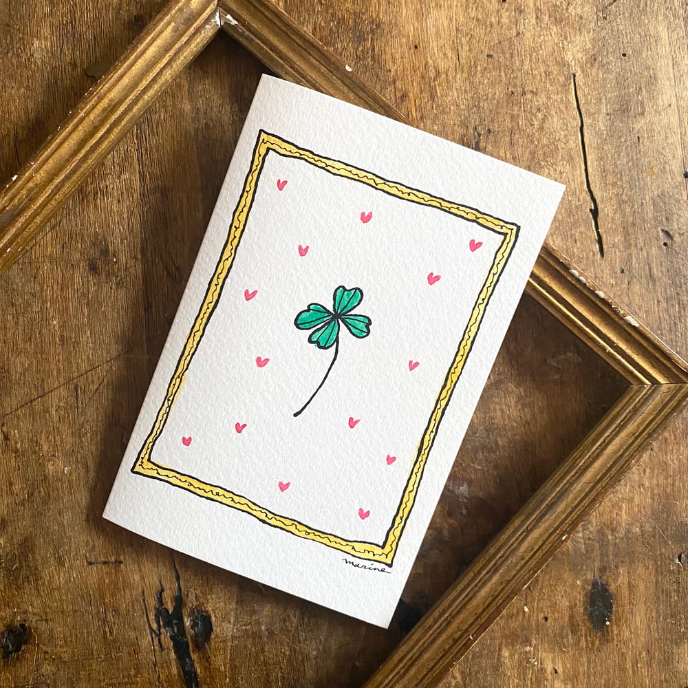Image of Postcard with envelope "Clover & Hearts"