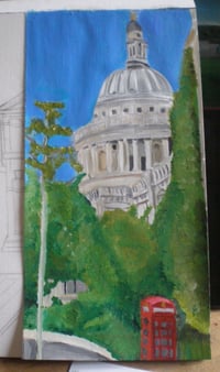 Image 2 of St Paul`s London with red telephone box painting 