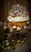 Pink Primroses and Daisies -  Wooden Cake Topper 