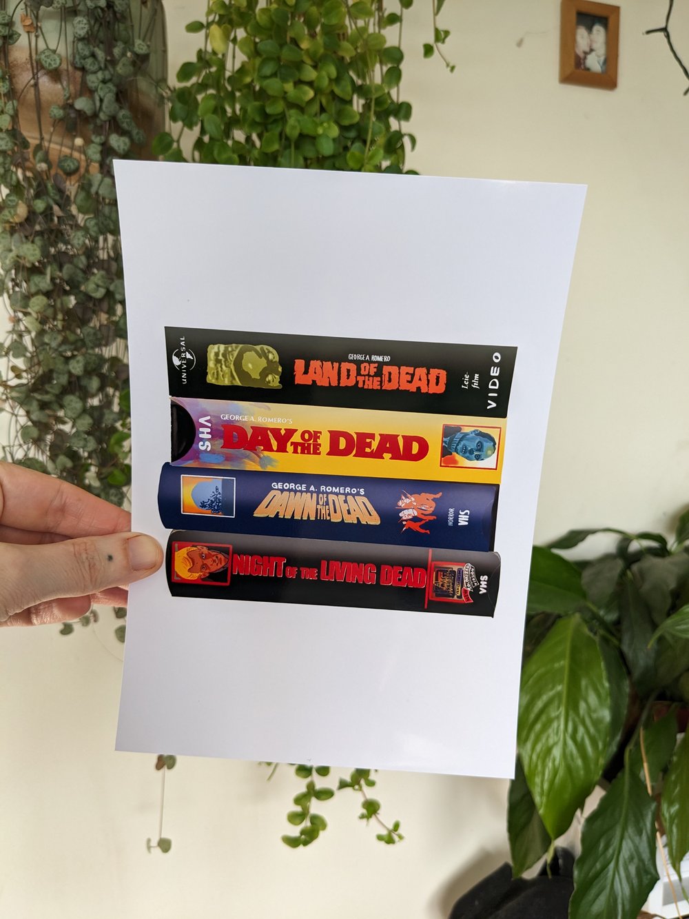 Romero Zombie VHS Stack Illustration- White