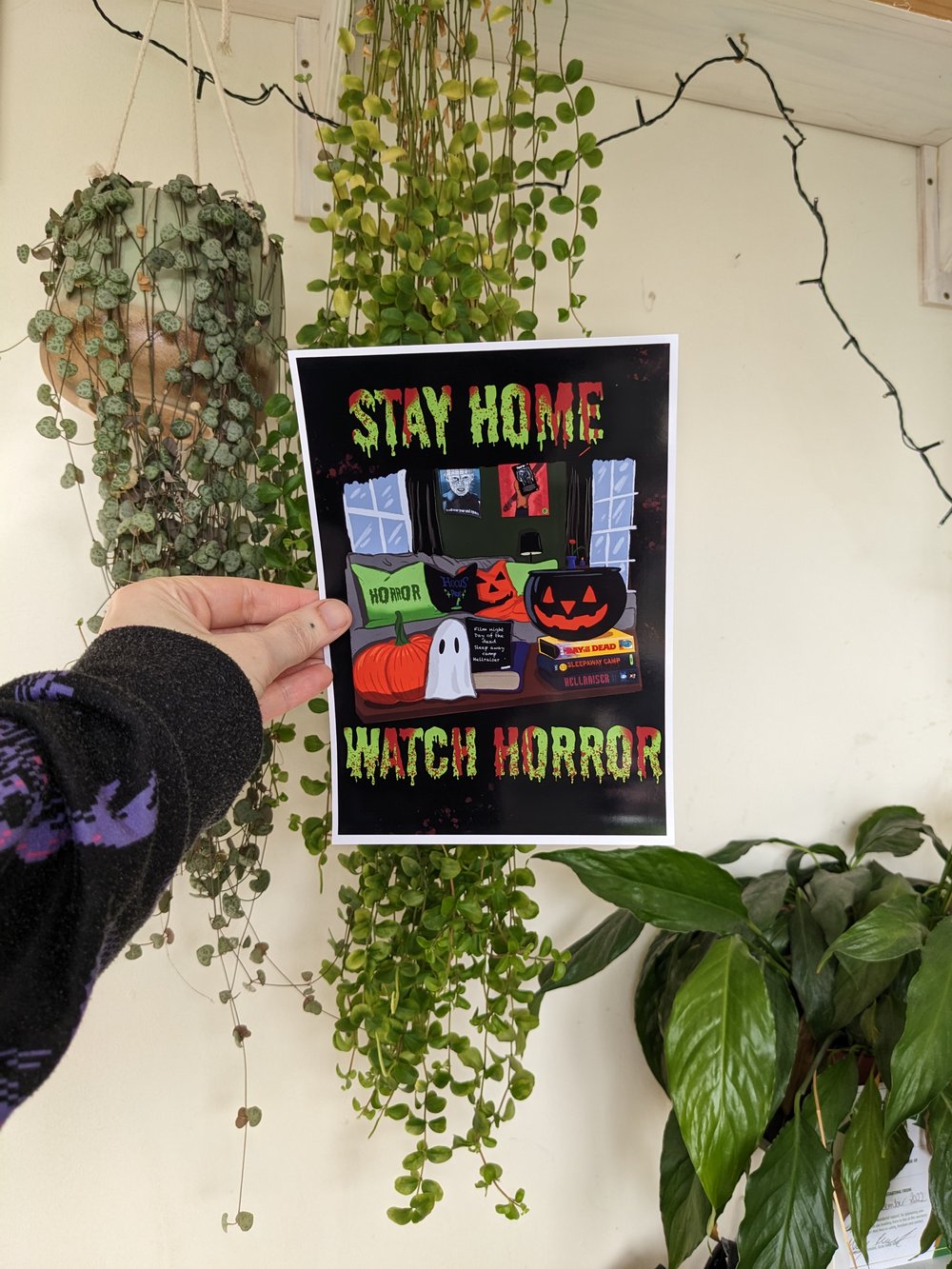 Stay Home Watch Horror Illustration