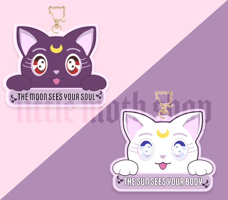 Magical Moon Cats Double Sided Keychain