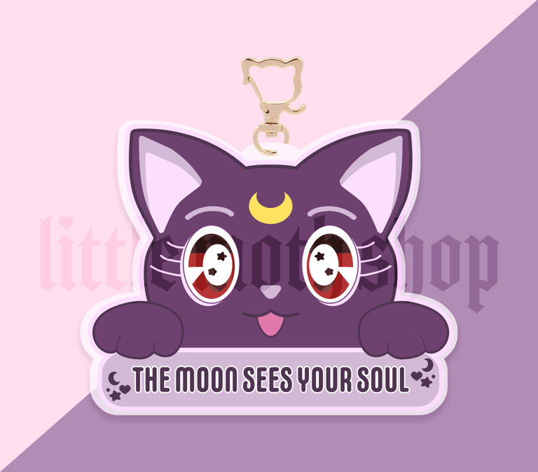Magical Moon Cats Double Sided Keychain Image 2