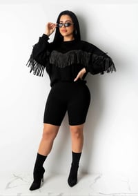 Image 1 of FRINGE SWEATER SHORT SET 