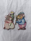 Mr and Mrs Tibbles - Set Of Two Wooden Hanging Decorations by Amy Swann