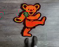 Image 2 of Grateful Dead Orange Bear (Pose 5) Handmade Rug