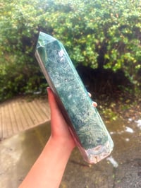 Image 1 of 4.58lb moss agate tower 