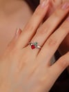 Rhinestone Crystal Heart Shaped Cherry Decor Ring