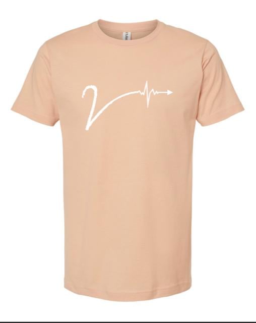 Image of Peach with white luxury V stepper Tshirt 