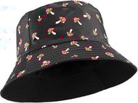 Image 4 of 🍄 Amanita Reversible Unisex Bucket Cap / Hat - Red & Black - One Size - Cotton Blend