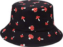 Image 2 of 🍄 Amanita Reversible Unisex Bucket Cap / Hat - Red & Black - One Size - Cotton Blend