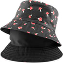 Image 3 of 🍄 Amanita Reversible Unisex Bucket Cap / Hat - Red & Black - One Size - Cotton Blend