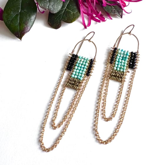 Image of Turquoise Cathedral Drape Earrings
