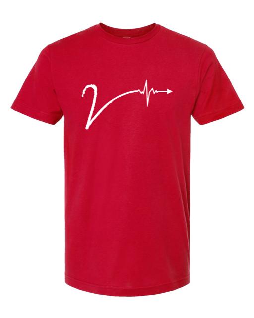 Image of Red with white luxury V stepper Tshirt 