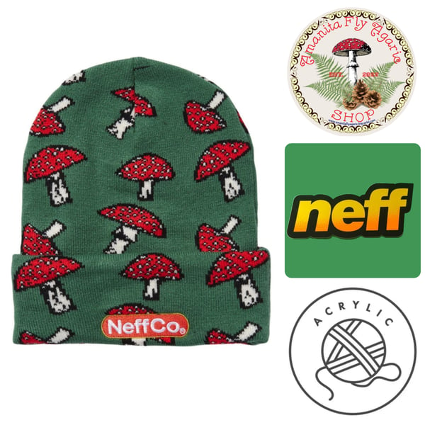 Image of 🍄 Amanita "Microdose" Green NEFF Beanie / Hat  - One Size