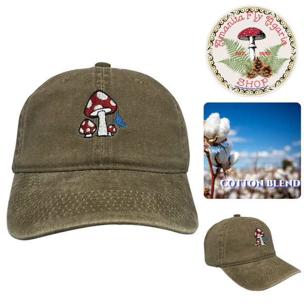 Image of 🍄 Amanita Green Baseball Cap / Hat - Adjustable