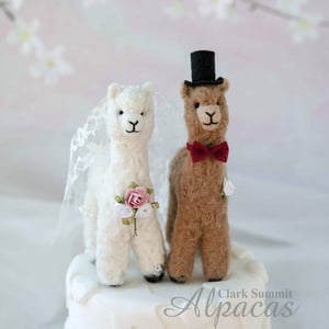 Alpaca Wedding Cake Topper - Unique Gift for Llama Lovers - Customized Floral Crown + Top Hat