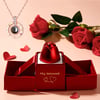 Projection Necklace With Exquisite Rose Gift Box100 Languages ​​I Love You Pendant Jewelry