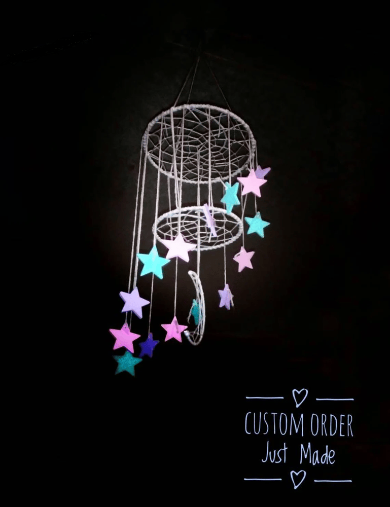 Image of Moon and stars, celestial wall hanging, Barn wedding, Rustic wedding decoration, whimsical decor