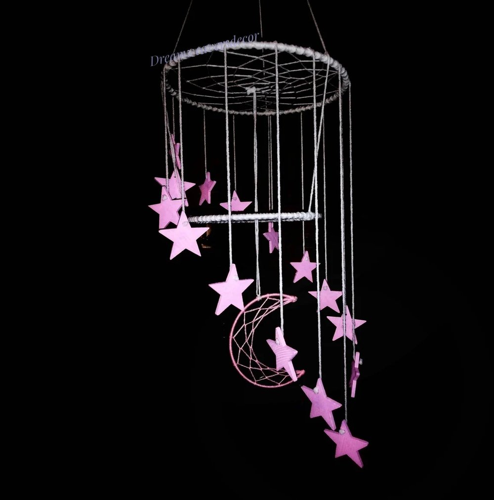 Image of Moon and stars, celestial wall hanging, Barn wedding, Rustic wedding decoration, whimsical decor