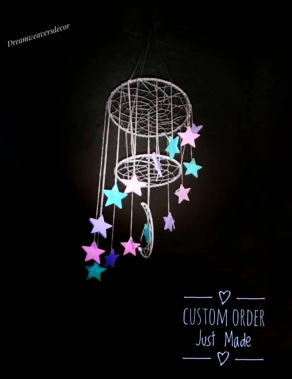 Image of Moon and stars, celestial wall hanging, Barn wedding, Rustic wedding decoration, whimsical decor