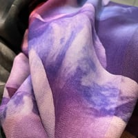 Image 4 of Merino-Silk Blue Sweet Pea Button Shawl