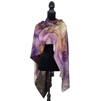 Image 2 of Merino-Silk Mauve Sweet Pea Button Shawl
