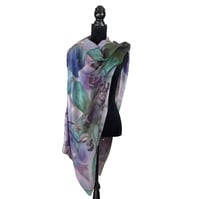 Image 1 of Merino-Silk Blue Lace Cap Button Shawl
