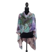 Image 2 of Merino-Silk Blue Lace Cap Button Shawl