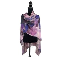 Image 1 of Merino-Silk Mauve Lace Cap Button Shawl