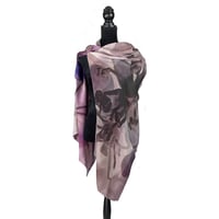 Image 3 of Merino-Silk Mauve Lace Cap Button Shawl