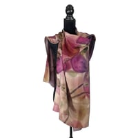 Image 1 of Merino-Silk Peach Lace Cap Button Shawl