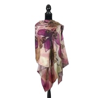Image 2 of Merino-Silk Peach Lace Cap Button Shawl
