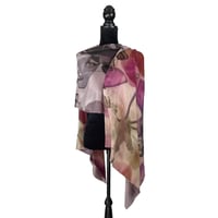 Image 3 of Merino-Silk Peach Lace Cap Button Shawl