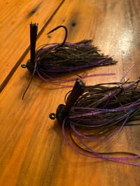 Image 1 of Green Pumpkin w/ Purple Football Jig