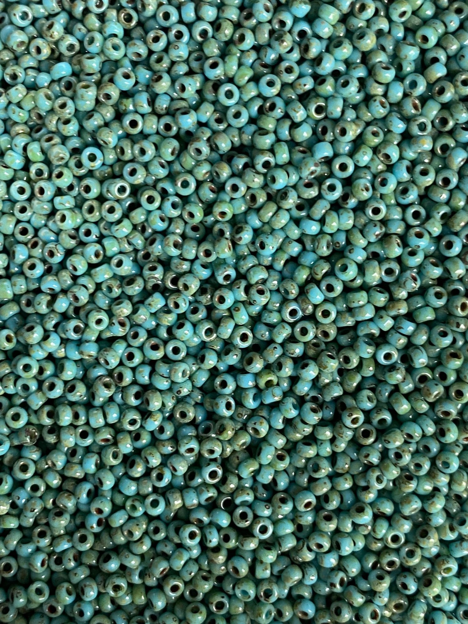 Opaque picasso turquoise blue, Miyuki seed beads 