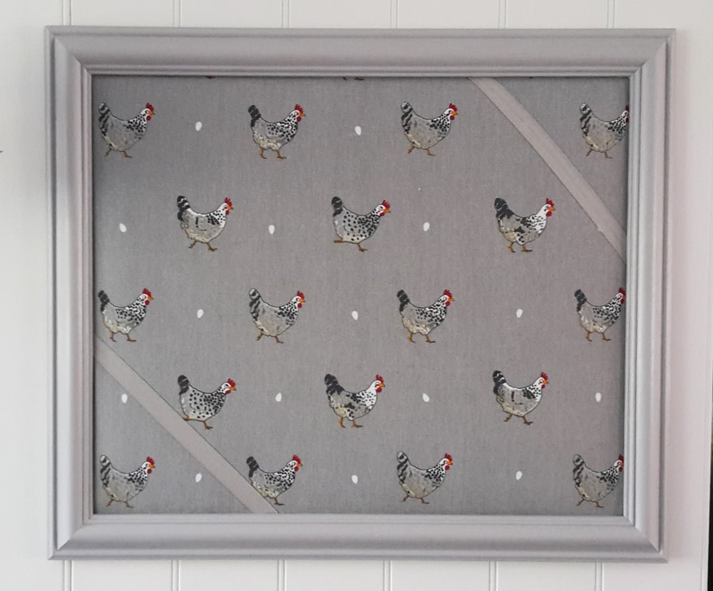 Image of Chicken and eggs Grey Framed Board