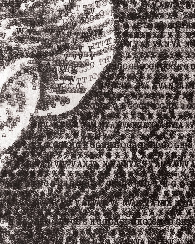 Image of Van Gogh Felt Hat Signed Limited Edition of 200 Typewriter Art Large A3 (42cm x 29.7cm)