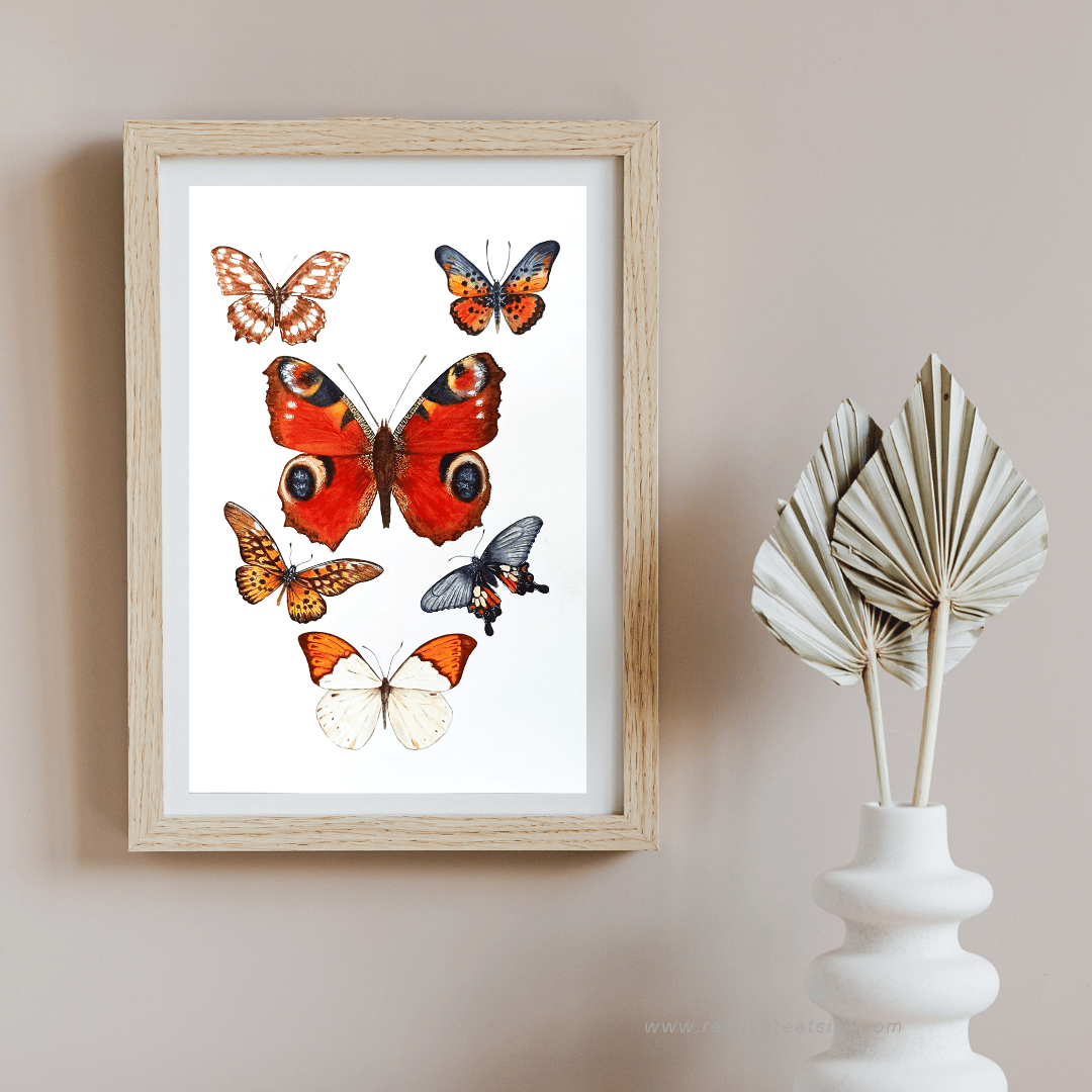 Image of Butterfly Study Watercolor Illustration PRINT 