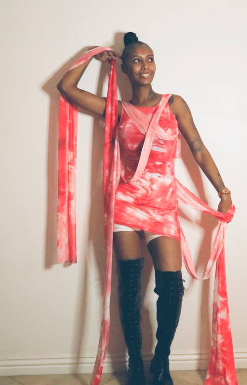 Image of Music Festival Tie Dye Sheer Bodycon Mesh Dress