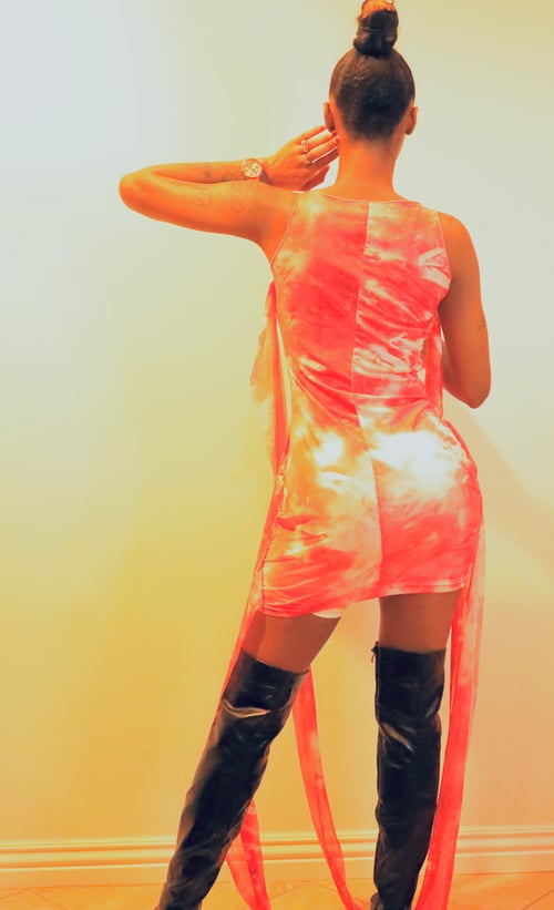 Image of Music Festival Tie Dye Sheer Bodycon Mesh Dress