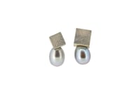 Image 3 of Pearl and cube stud earrings