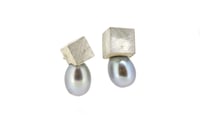 Image 1 of Pearl and cube stud earrings