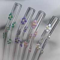 Image 3 of Swirl of Flowers Glass Straw 