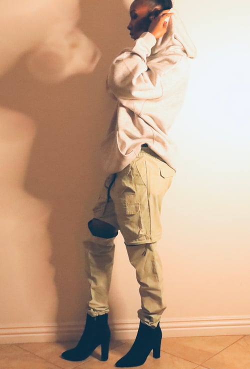 Image of Oversized Light Grey Los Angeles Hooded Pullover