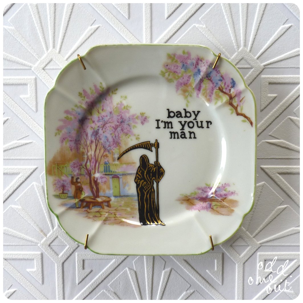 Grim Reaper - Hand Painted Vintage Plate